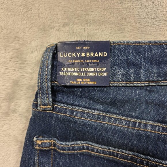 Lucky Brand Jeans Womens 4 27 Blue Authentic Straight Crop Mid Rise Distressed - Picture 4 of 15